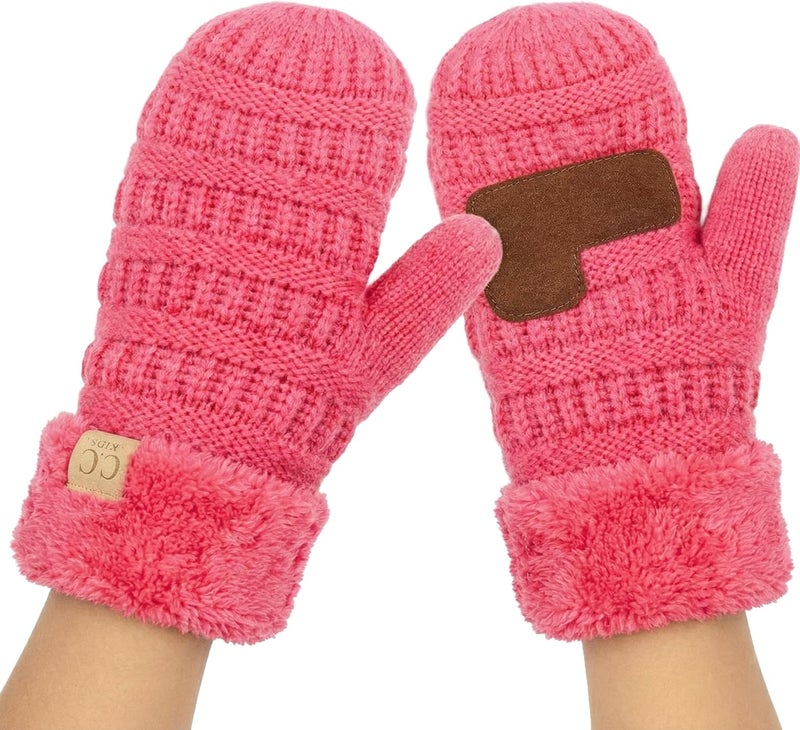 Funky Junque Kids Mittens – Thermal Knit Fleece Lined Winter Gloves for Boys & Girls Ages 5–7, Soft Cozy Cold Weather Wear - Image 1