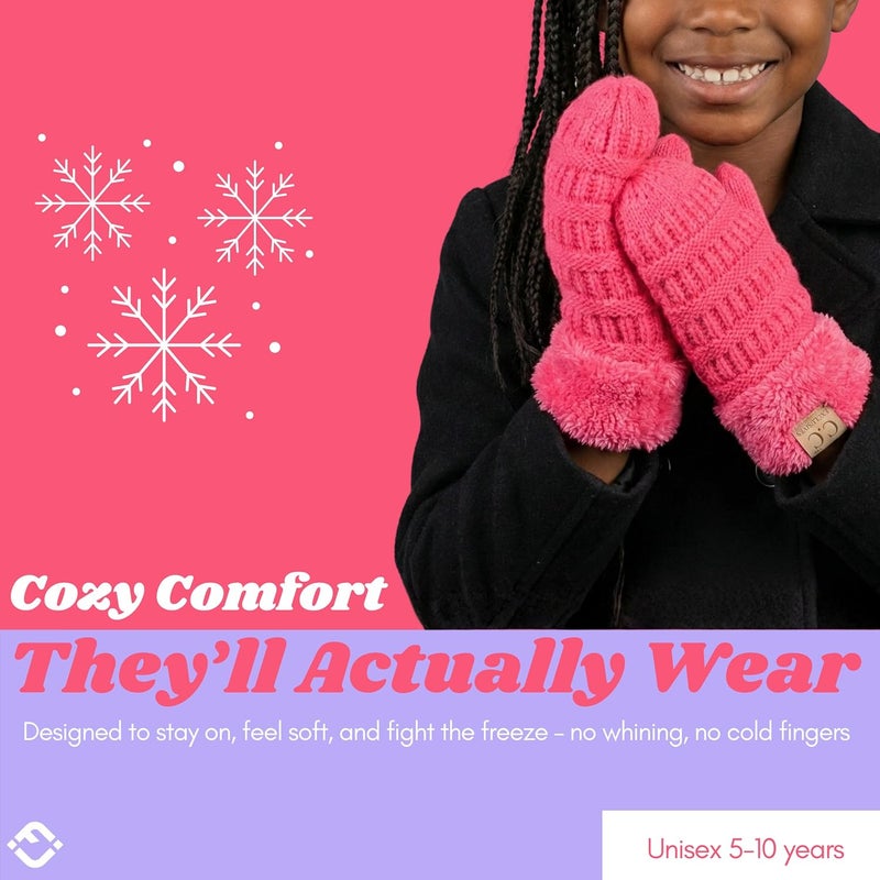 Funky Junque Kids Mittens – Thermal Knit Fleece Lined Winter Gloves for Boys & Girls Ages 5–7, Soft Cozy Cold Weather Wear - Image 5