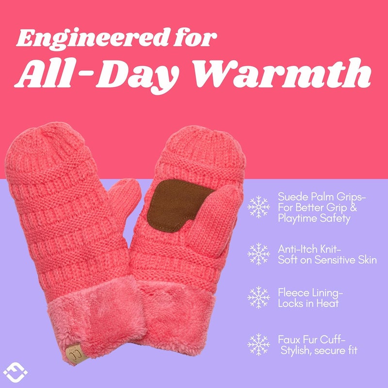 Funky Junque Kids Mittens – Thermal Knit Fleece Lined Winter Gloves for Boys & Girls Ages 5–7, Soft Cozy Cold Weather Wear - Image 3