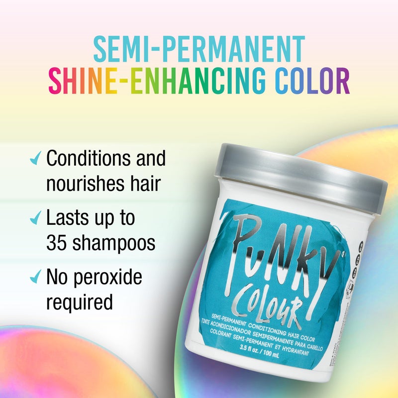 Punky Semi Permanent Conditioning Hair Color, Vegan, PPD and Paraben Free, may last for 5-40 washes, 3.5oz, Turquoise - Image 2