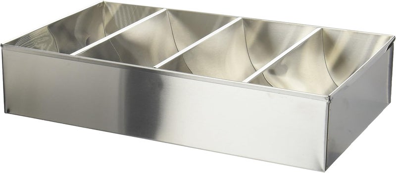 Winco 4-Compartment Stainless Steel Cutlery Bin for Kitchen Organization