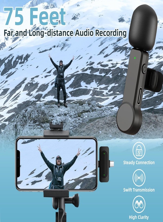 ميكروفون TXTUNE اللاسلكي الصغير (لافالير) لأجهزة iPhone وAndroid وiPad - ميكروفون هاتف صغير بخاصية إلغاء الضوضاء، منفذ USB-C، ميكروفون لافالير لاسلكي لتسجيل الفيديو، مدونات الفيديو، يوتيوب، تيك توك، والبودكاست - Image 3