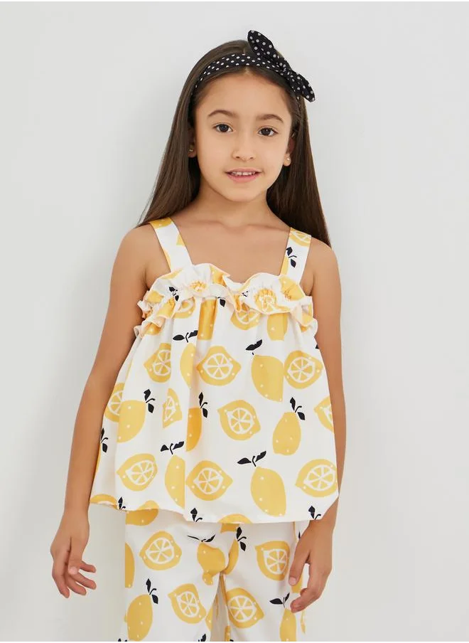 Styli Styli Graphic Print Strappy Top and Pants Set