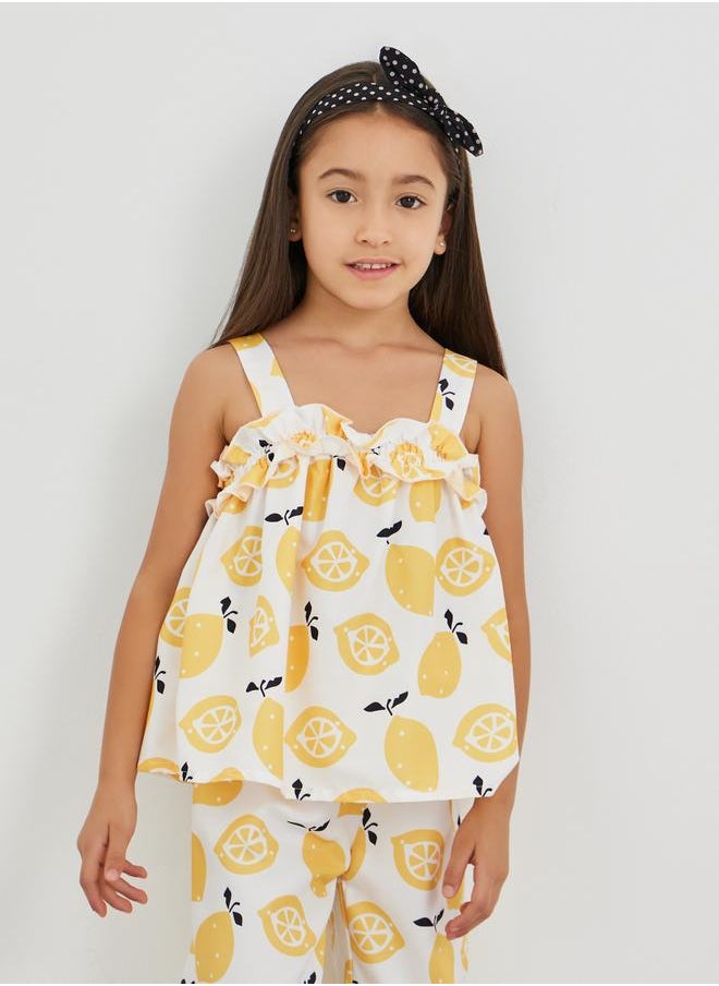 Styli Styli Graphic Print Strappy Top and Pants Set  - Image 2