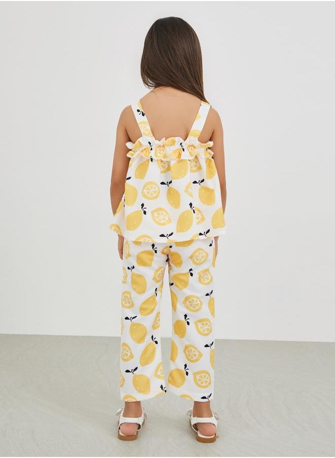 Styli Styli Graphic Print Strappy Top and Pants Set  - Image 4