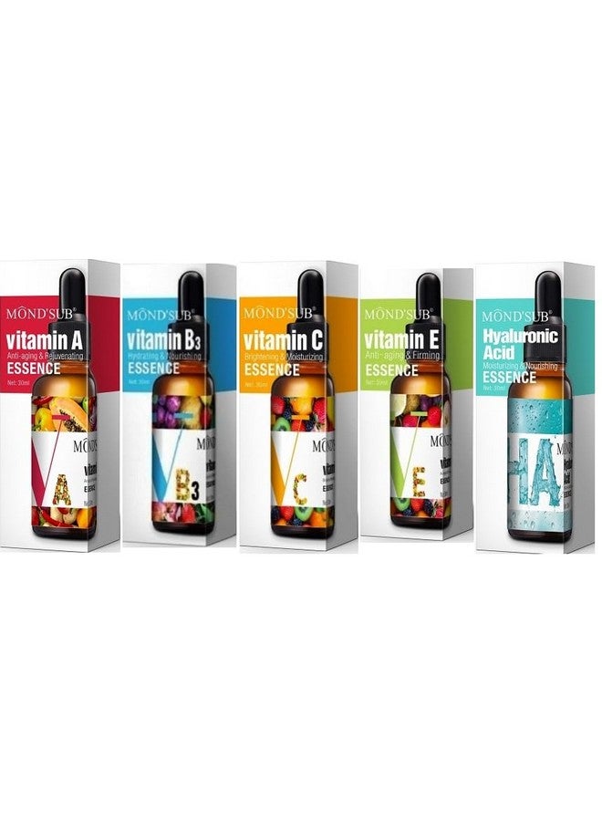 Mond'sub Combo of Vitamin Serums for Face - Vitamin A, B, C, E & Hayaluronic Acid - Pack of 5 * 30ml - Image 2