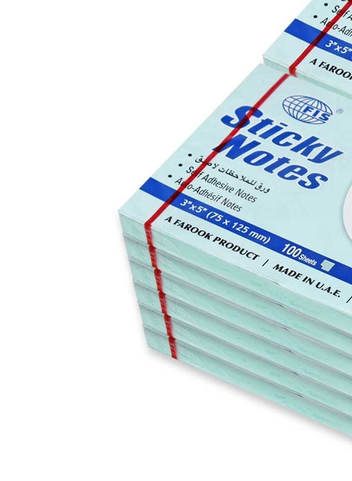 FIS Sticky Note Pad, 3X5 inches, Pack of 12, Ruled Pastel Blue -FSPO3X5RPBL - Image 2