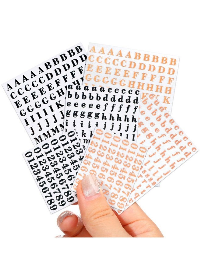 EORTA Letter Stickers 0.18Inch Small Alphabet Stickers 6 Sheets Mini Number Stickers Self Adhesive Sticker For Epoxy Resin Casting Decoration Diy Craft Scrapbook Nail, Keyboard, Rose Gold/Black, 4.5Mm  - Image 1