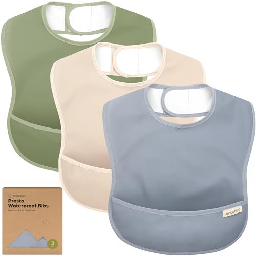 KeaBabies 3Pack Waterproof Baby Bibs for Eating Lightweight Toddler Feeding Bibs with Large Food Catcher Mess Proof FoodGrade Baby Eating Essentials Easy to Put On Clean Slate - Image 1