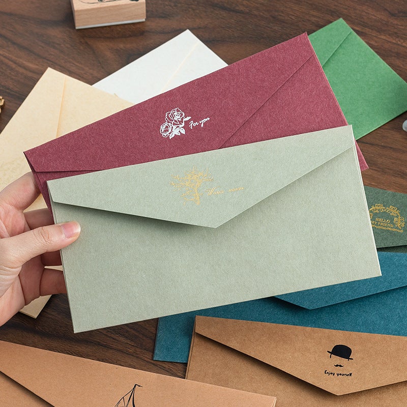 B2/B3 Retro Color Foil Western Blank Liner Envelope Business Invitation Letter Kraft Paper with Logo, Thickened - Image 5