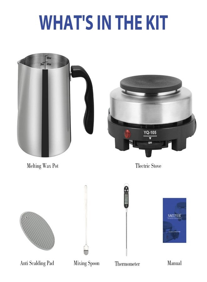 SAEUYVB Candle Making kit with Hot Plate,Candle Making Supplies,Candle Making Kit for Beginners with Melting Pot,Stirring Spoon and Anti-Scalding Pad Perfect Set Gift - Image 2