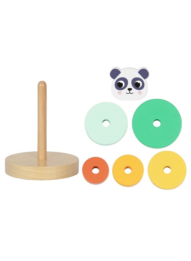 COGNIKIDS Panda Tower Stacking Toy for Toddlers | Rainbow Color Blocks with Cute Panda | Early Learning Balance & Color Recognition Toy | Safe Wooden Construction for 18+ Months - Image 2