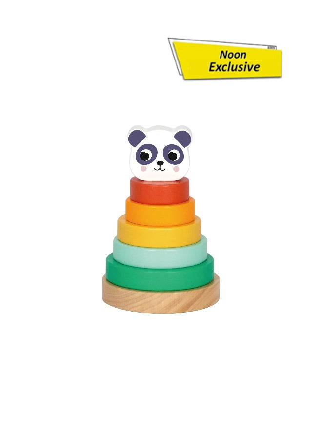 COGNIKIDS Panda Tower Stacking Toy for Toddlers | Rainbow Color Blocks with Cute Panda | Early Learning Balance & Color Recognition Toy | Safe Wooden Construction for 18+ Months - Image 1