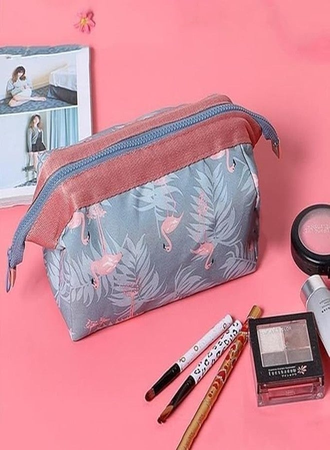 AASHRIT Naylon Cosmetic Toiletry Makeup Pouch with Portable Travel Multipurpose Water-Resistant Zipper Makeup Brush Bags - Flamingo ASPF-23 - Image 3