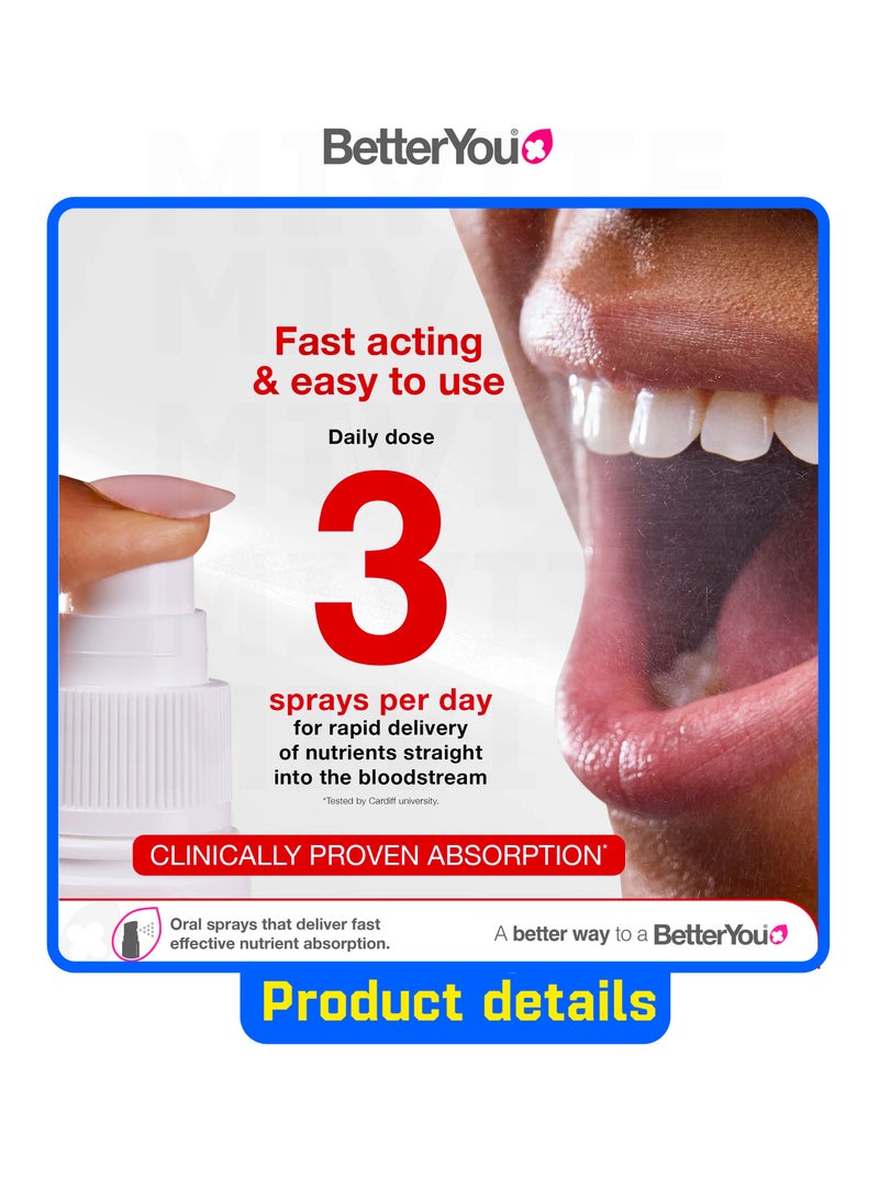 BetterYou Vitamin D3 K2 Oral Spray, Fast Acting Vitamin D 3000 IU + Vitamin K2 (MK7) Supplement, Supports Bones, Teeth, Immune System & Blood Clotting, 1-Month Supply - Image 5
