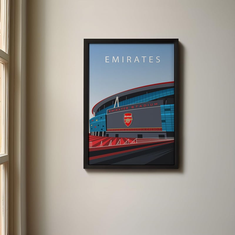 QUOTE - UNQUOTE ART QUOTE UNQUOTE ART Arsenal Merchandise Emirates Stadium Arsenal Poster 13x17 inches Black Frame - Image 1