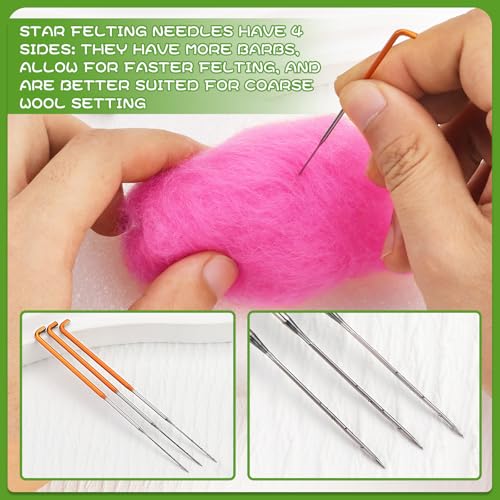 Mayboos 35 Pcs Needle Felting Needles,Wool Felting Supplies with 4 Types Star,Twisted,Cone,Triangular Felting Needles Color Coded Wool Felting Needles Tool Kit with Needle Box - Image 5