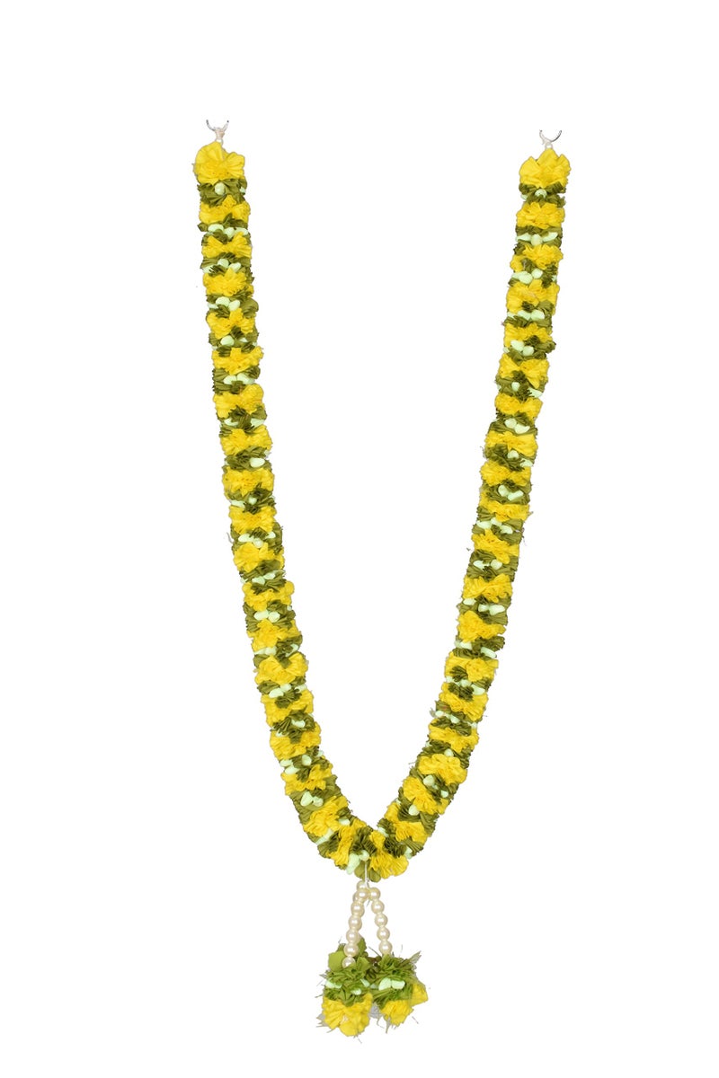 Daedal crafters Premium Yellow Artificial Garland, 2 Piece, Decorative Mala for God Photo Frames Handmade Garland - Image 2