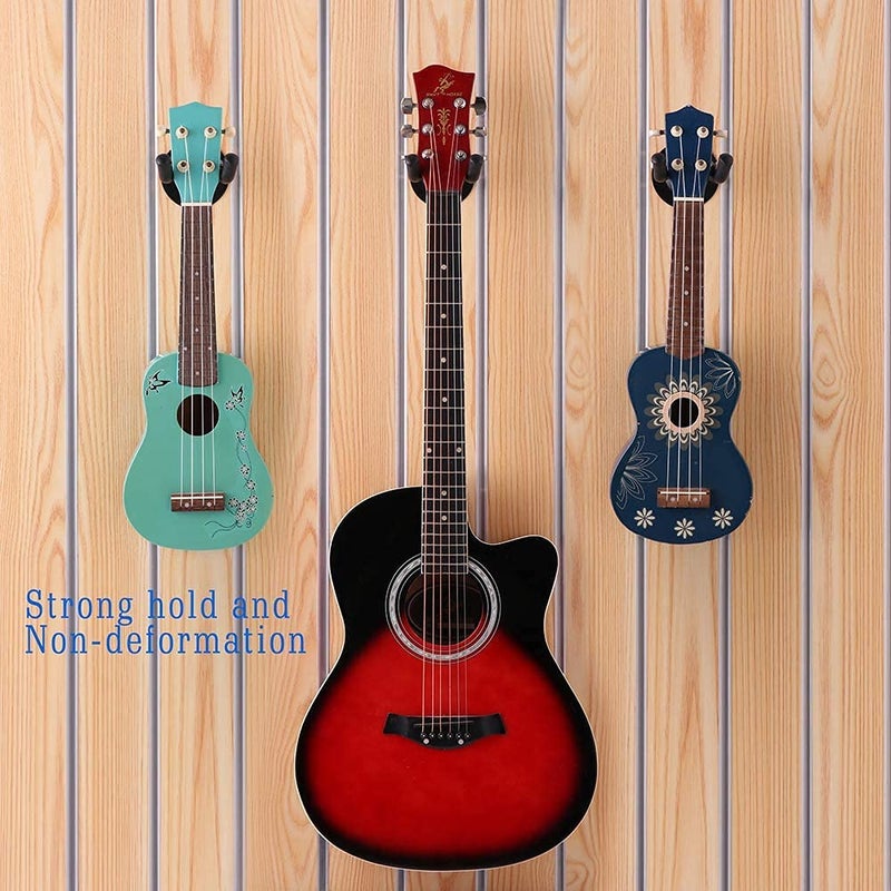 TechBlaze Guitar Wall Mount Hanger Metal Body Guitar Display Bracket Acoustic Guitar Hook Holder with Soft Pad for Electric Acoustic Classic Guitar Bass Banjo Mandolin-Black (Pack of 4) - Image 3