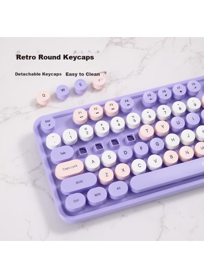 Mofii Sweet Wireless Retro Punk Keyboard And Mouse Set Office Keyboard And Mouse Set Mouse Computer Keyboard Notebook Keyboard Lavender Purple Gradient - Image 2