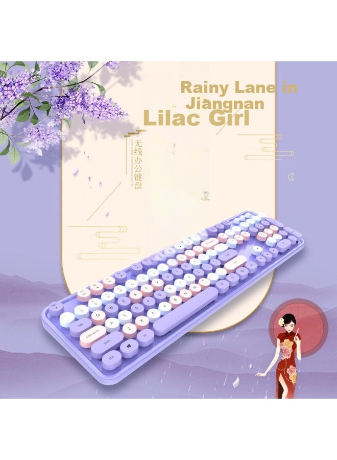 Mofii Sweet Wireless Retro Punk Keyboard And Mouse Set Office Keyboard And Mouse Set Mouse Computer Keyboard Notebook Keyboard Lavender Purple Gradient - Image 5