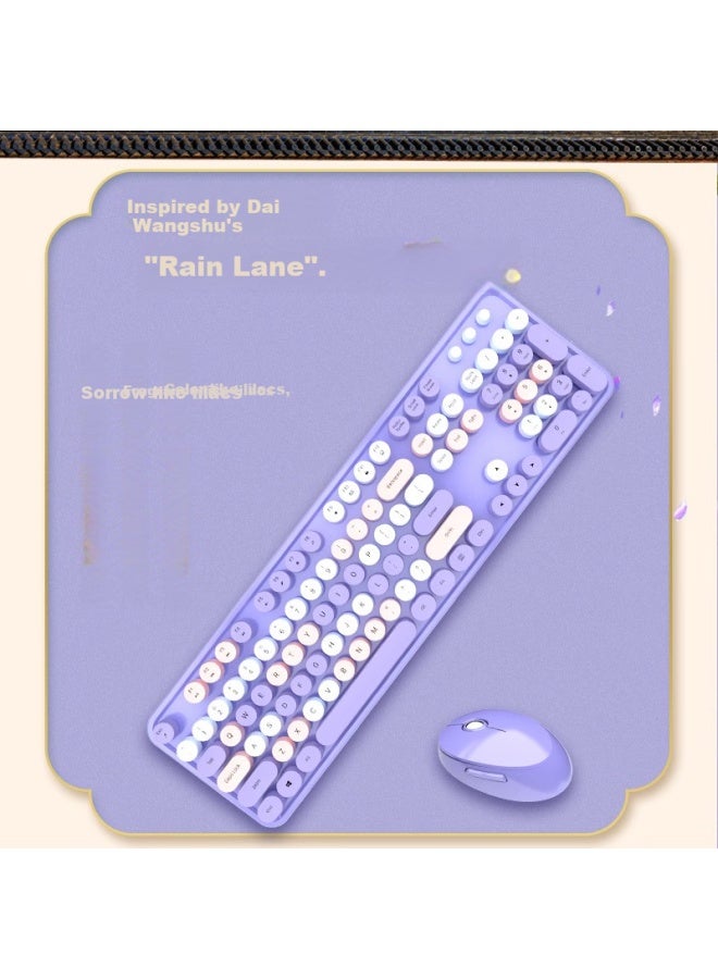 Mofii Sweet Wireless Retro Punk Keyboard And Mouse Set Office Keyboard And Mouse Set Mouse Computer Keyboard Notebook Keyboard Lavender Purple Gradient - Image 4