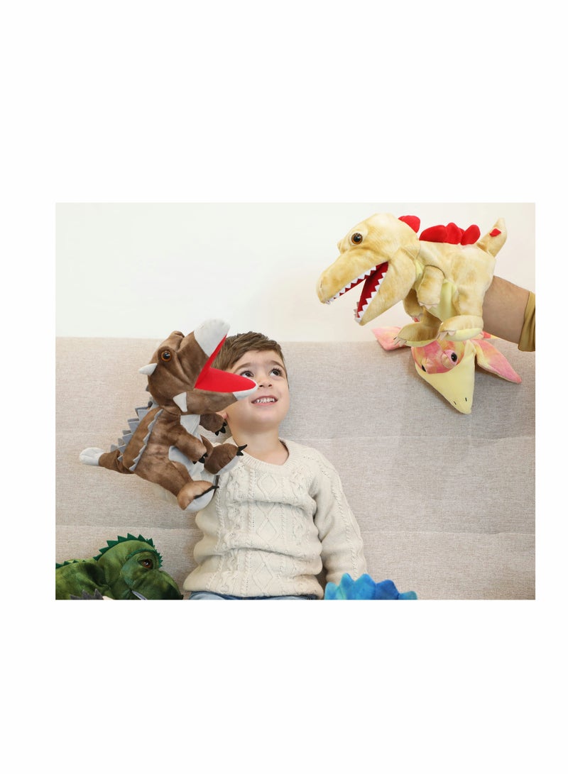 SOLARAE Dinosaur Hand Puppets, Ankylosaurus Jurassic World Stuffed Animal Soft Plush Toy, Open Movable Mouth Finger Gift, Birthday Gifts for Kids, Creative Role Play - Image 5