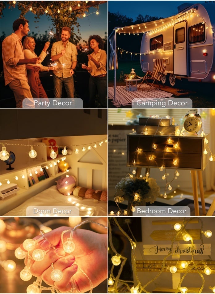MODI 50 Meter 360LED Outdoor Warm Color Ball String Lights with 8 Lighting Modes - White Wire, 20W IP44 Waterproof Warm White Crystal  – Diwali Decor Lights - Image 3