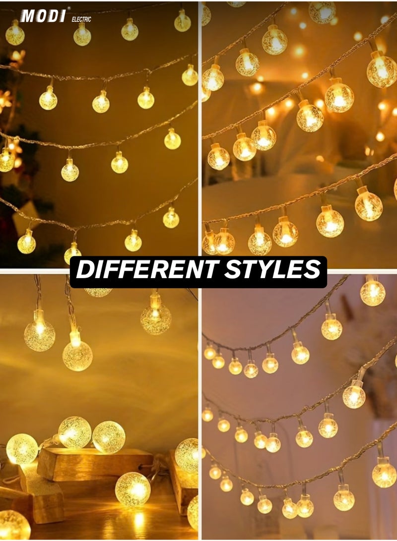 MODI 50 Meter 360LED Outdoor Warm Color Ball Ramadan String Lights with 8 Lighting Modes - White Wire, 20W IP44 Waterproof Warm White Crystal  – Camping, Eid, Christmas, Newyear, Diwali, Holiday Decor Lights - Image 5