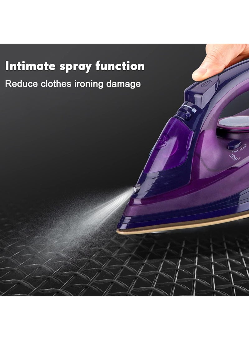 Steam iron 2400W Portable Cordless Steam Iron for Clothes with Non-Stick Soleplate Travel Steam Iron Mini Wireless with Control System Suitable for All Kind of Garments Garment Steamer (Purple)  - Image 5