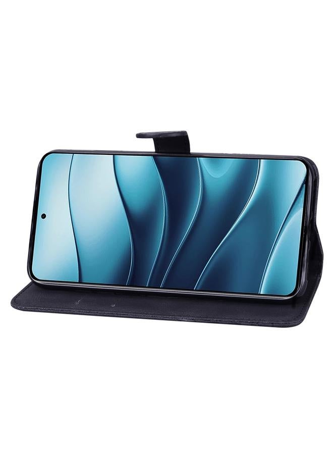 اس-توب جراب لهاتف Redmi Note 14 5G بتصميم جلدي عتيق مع نقش فراشات أفقية - Image 5