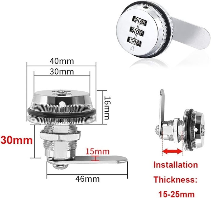 Digital Combination Cam Lock 30mm Silvery for Storage Box Gym Locker Jewelry Case - Image 3