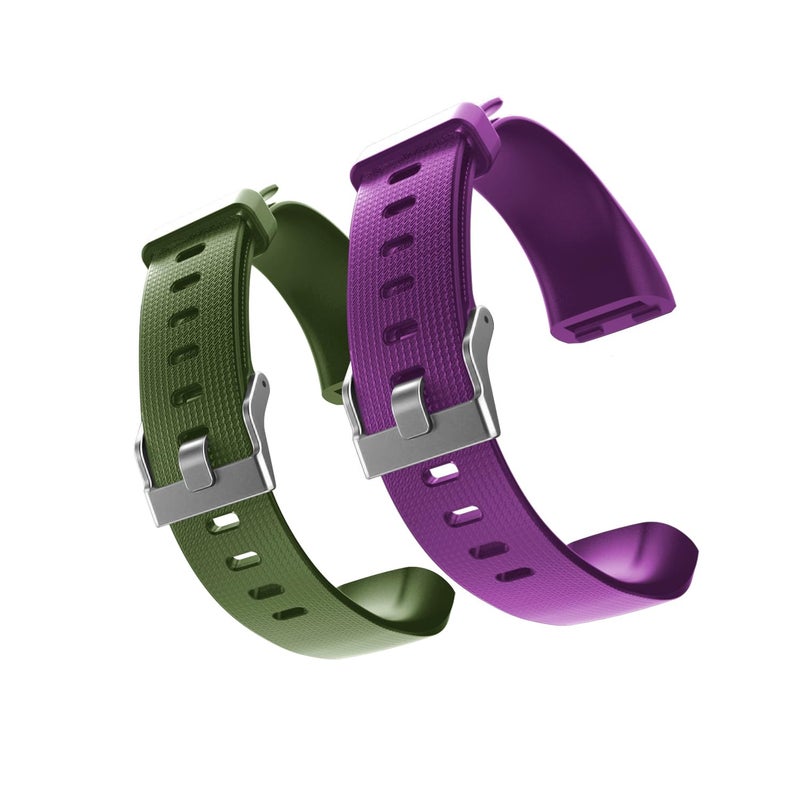 ENGERWALL Watch Band ONLY for Fitness Tracker S5, Replacement Bands Fit for Runmefit S5 Fitness Tracker Smart Watch (Army green + Purple) - Image 1