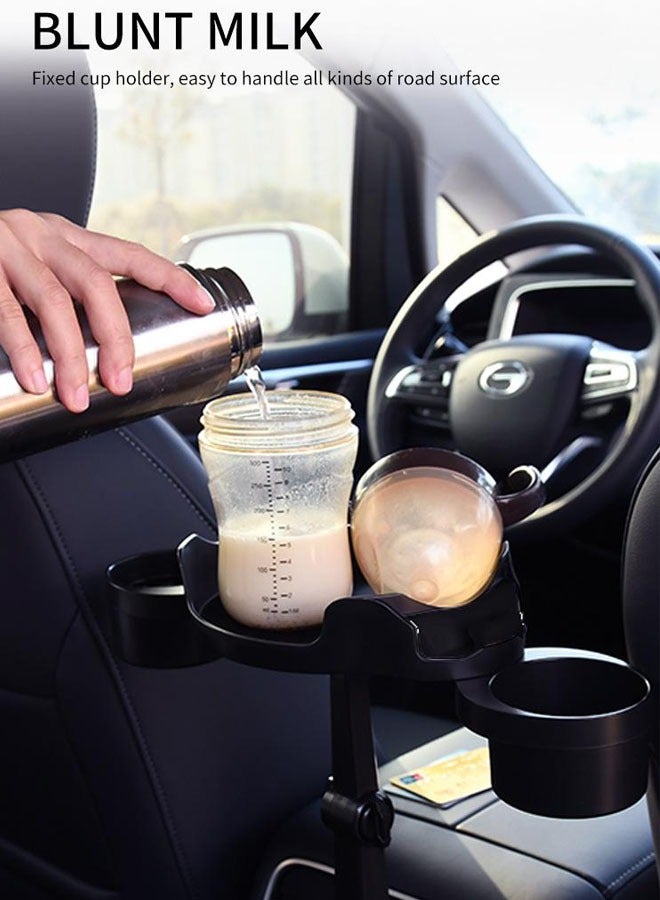 Generic Car Cup Holder Tray Adjustable Food Table Tray For Car With 360° Rotatable Phone Holder Extra Beverage Cup Holder For Stability Road Trip & Car Travel Essentials  - Image 3