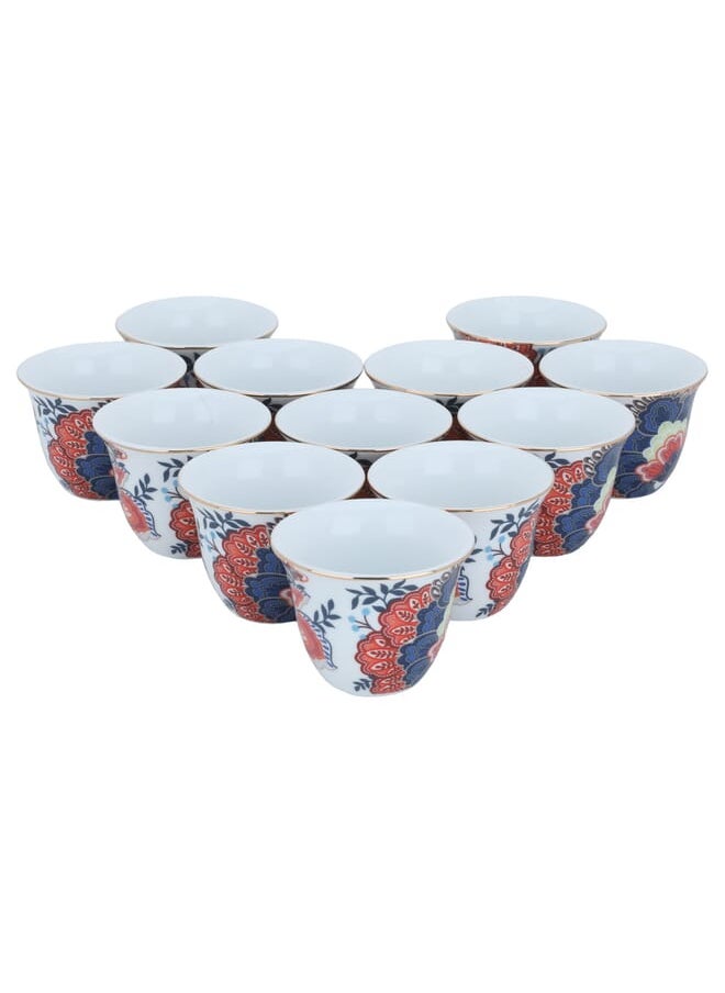 Alsaif Gallery - Blue wooded porcelain Arabic coffee cups set, 12 pieces - Image 1