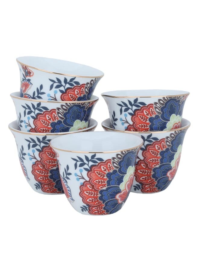 Alsaif Gallery - Blue wooded porcelain Arabic coffee cups set, 12 pieces - Image 1