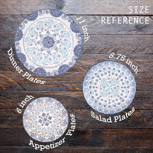 Bico Blue Talavera Appetizer Plates Set of 6, 6 Inch Small Ceramic Dessert Plates for Snacks, Salad, Tablescape, Microwave and Dishwasher Safe, Gift for Housewarming and Thanksgiving - Image 3