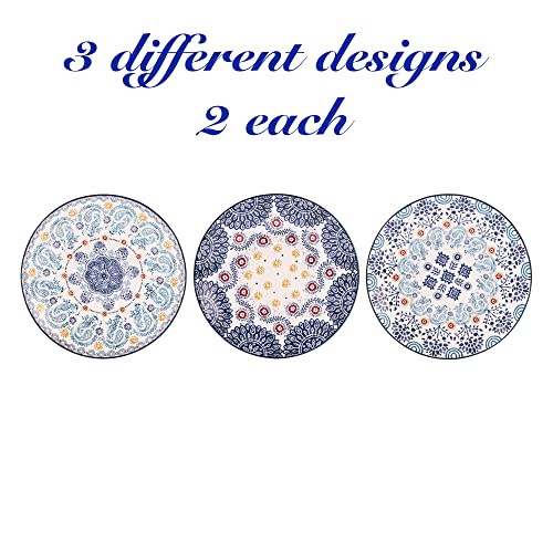 Bico Blue Talavera Appetizer Plates Set of 6, 6 Inch Small Ceramic Dessert Plates for Snacks, Salad, Tablescape, Microwave and Dishwasher Safe, Gift for Housewarming and Thanksgiving - Image 4