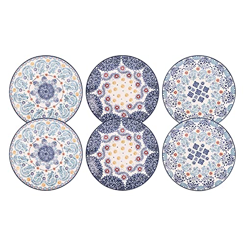 Bico Blue Talavera Appetizer Plates Set of 6, 6 Inch Small Ceramic Dessert Plates for Snacks, Salad, Tablescape, Microwave and Dishwasher Safe, Gift for Housewarming and Thanksgiving - Image 5