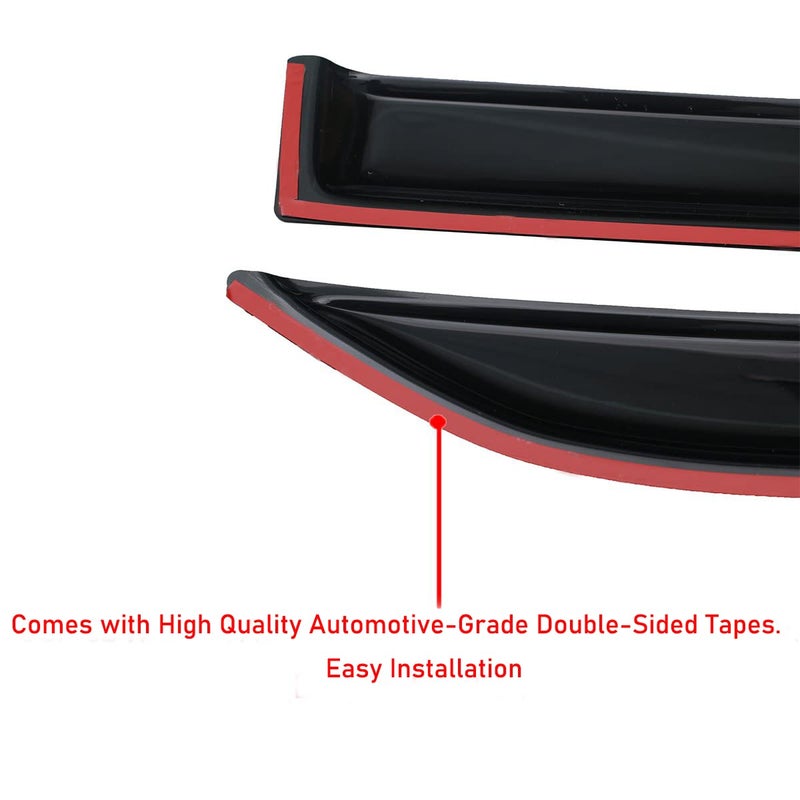 Lightronic Extra Durable Outside-Mount Auto Vent Window Visor, Fits 2006-2012 Toyota Rav4, UV Protection Rain Guard, Original Wind Deflector, No-Drill Easy Install, Dark Smoke, 4-Pcs - Image 5