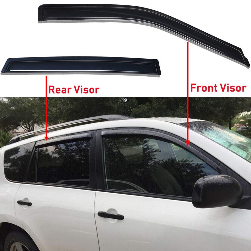 Lightronic Extra Durable Outside-Mount Auto Vent Window Visor, Fits 2006-2012 Toyota Rav4, UV Protection Rain Guard, Original Wind Deflector, No-Drill Easy Install, Dark Smoke, 4-Pcs - Image 4