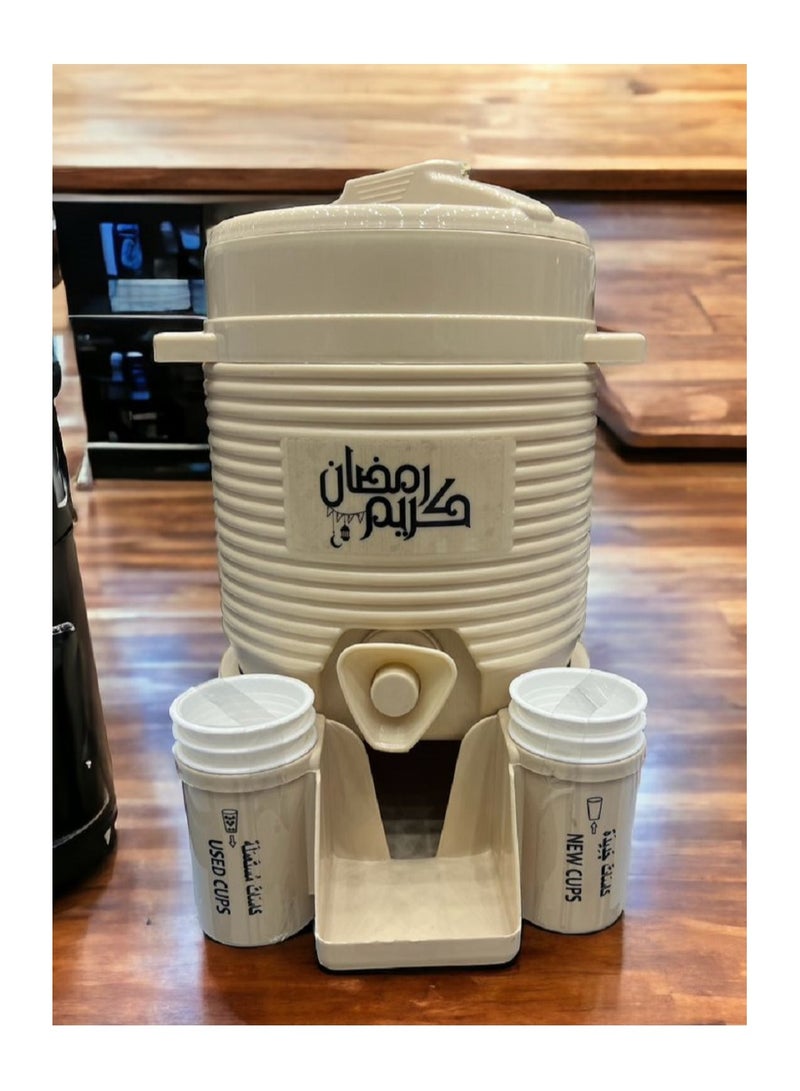 ALFA A small Ramadan thermos, a 2-liter water thermos in beige color with 6 small cups - Image 1