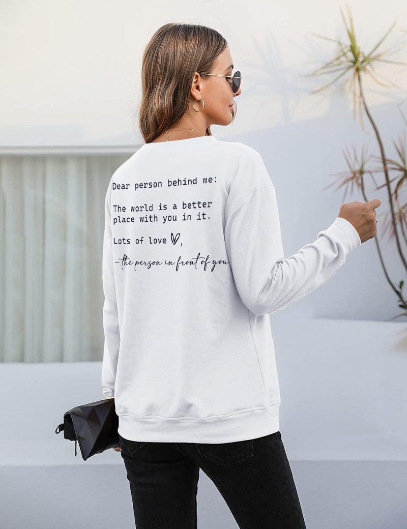 JINTING You Are Enough Sweatshirt for Women Mental Health Dear Person Behind Me Hoodie Shirt Inspirational Pullover Top White - Image 2