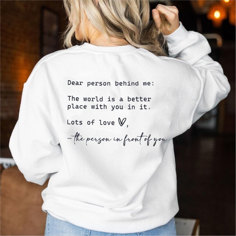 JINTING You Are Enough Sweatshirt for Women Mental Health Dear Person Behind Me Hoodie Shirt Inspirational Pullover Top White - Image 3
