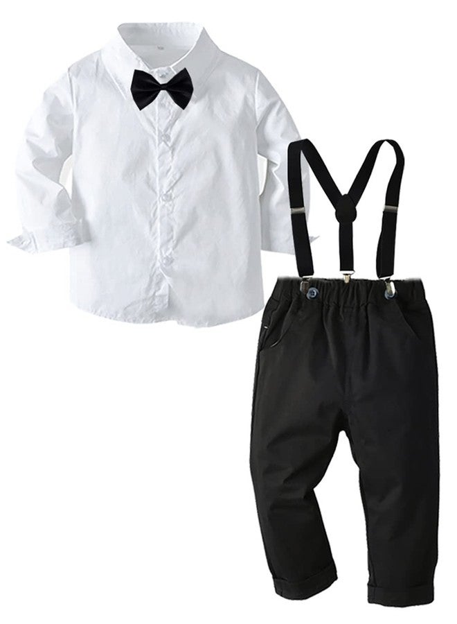 CORATED بدلة أطفال كوراتيد للأولاد - مجموعة ملابس 4 قطع مع قميص ربطة عنق وسروال وحمالات (الأبيض 0001، 12-18 شهر) - Image 2