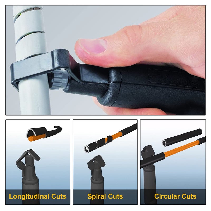 GROWORD Round Cable Stripper Tool - Adjustable Cutting Depth Jacket Slitter - Fast & Precise Removal - 3/16" to 1 1/8" Diameter - Image 4