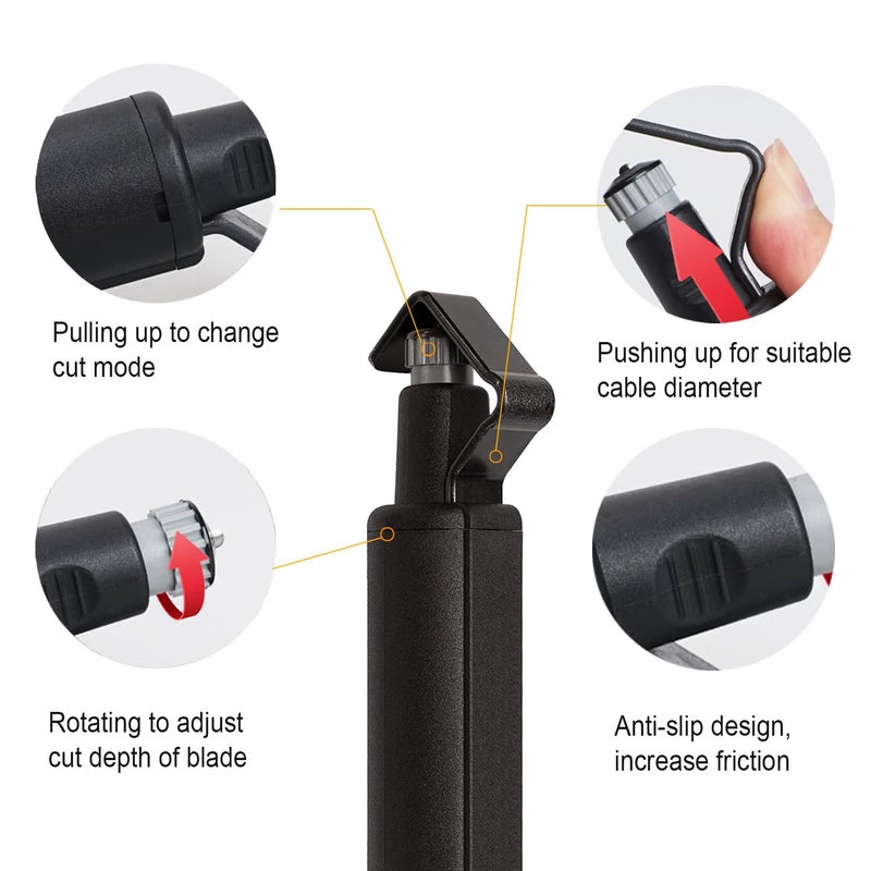 GROWORD Round Cable Stripper Tool - Adjustable Cutting Depth Jacket Slitter - Fast & Precise Removal - 3/16" to 1 1/8" Diameter - Image 3