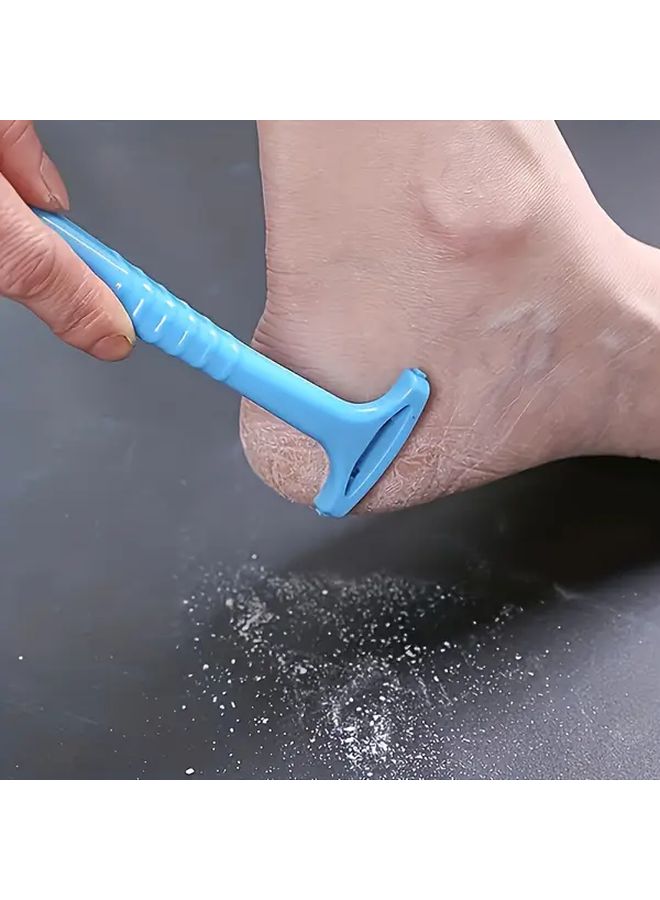 2 قطعة أدوات العناية بالقدم مزيل الجلد الميت مكشطة كعب زرقاء تصميم مريح قبضة مانعة للانزلاق فرك قدم متين مجموعة باديكير - Image 2