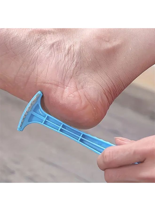2 قطعة أدوات العناية بالقدم مزيل الجلد الميت مكشطة كعب زرقاء تصميم مريح قبضة مانعة للانزلاق فرك قدم متين مجموعة باديكير - Image 1
