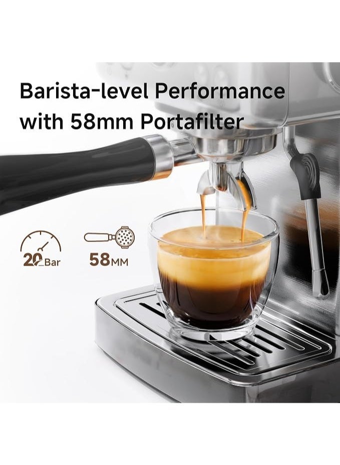 هيبرو ماكينة تحضير الإسبريسو القابلة للبرمجة HIBREW H10A، ماكينة إسبريسو من الفولاذ المقاوم للصدأ بضغط 19 بار مزودة بأنبوب بخار وخزان مياه قابل للإزالة سعة 1.8 لتر. - Image 2